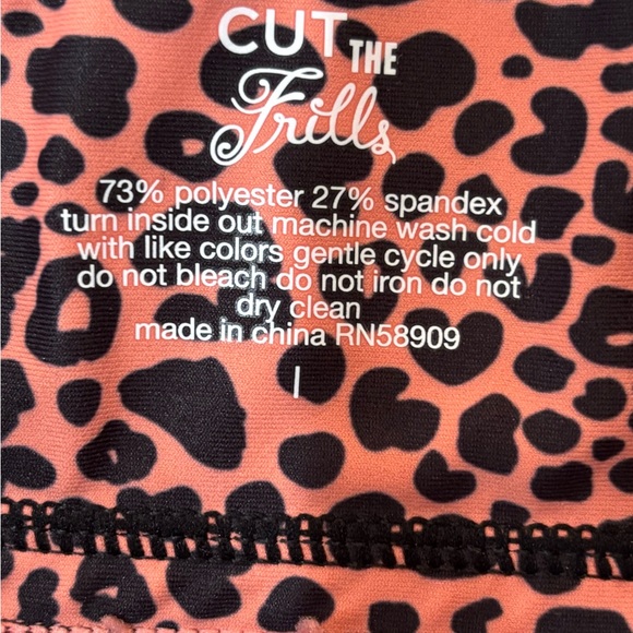 Coral & Black Leopard Print Leggings. Sz. L by “Cut The Frills”. NWOT - Picture 2 of 5
